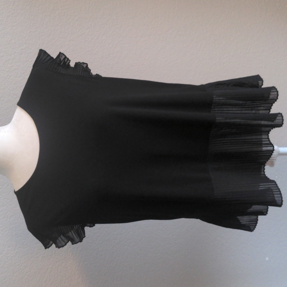 Black Top with Sheer Ruffles